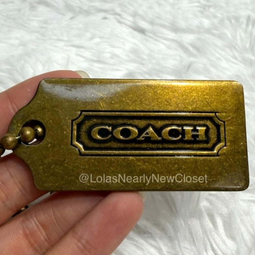 2.5" Vintage COACH Metal Gold Fob Bag Charm Hang tag Hangtag